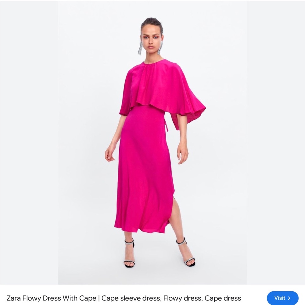 NWT Zara Pink Flowy Dress with Cape